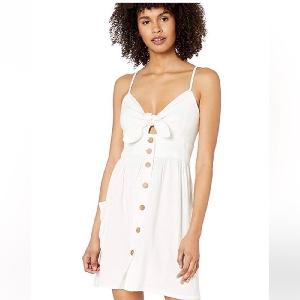Roxy Button Front Tie Spaghetti Strap Dress